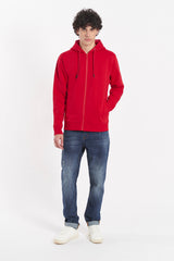 Felpa con zip e stampa sul cappuccio