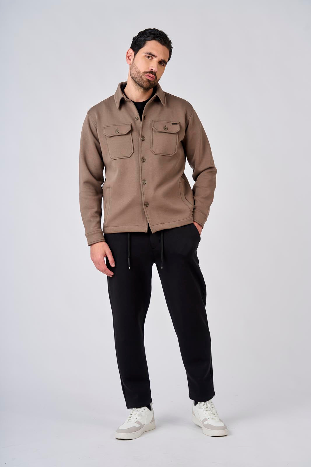 Overshirt in interlock con tasche