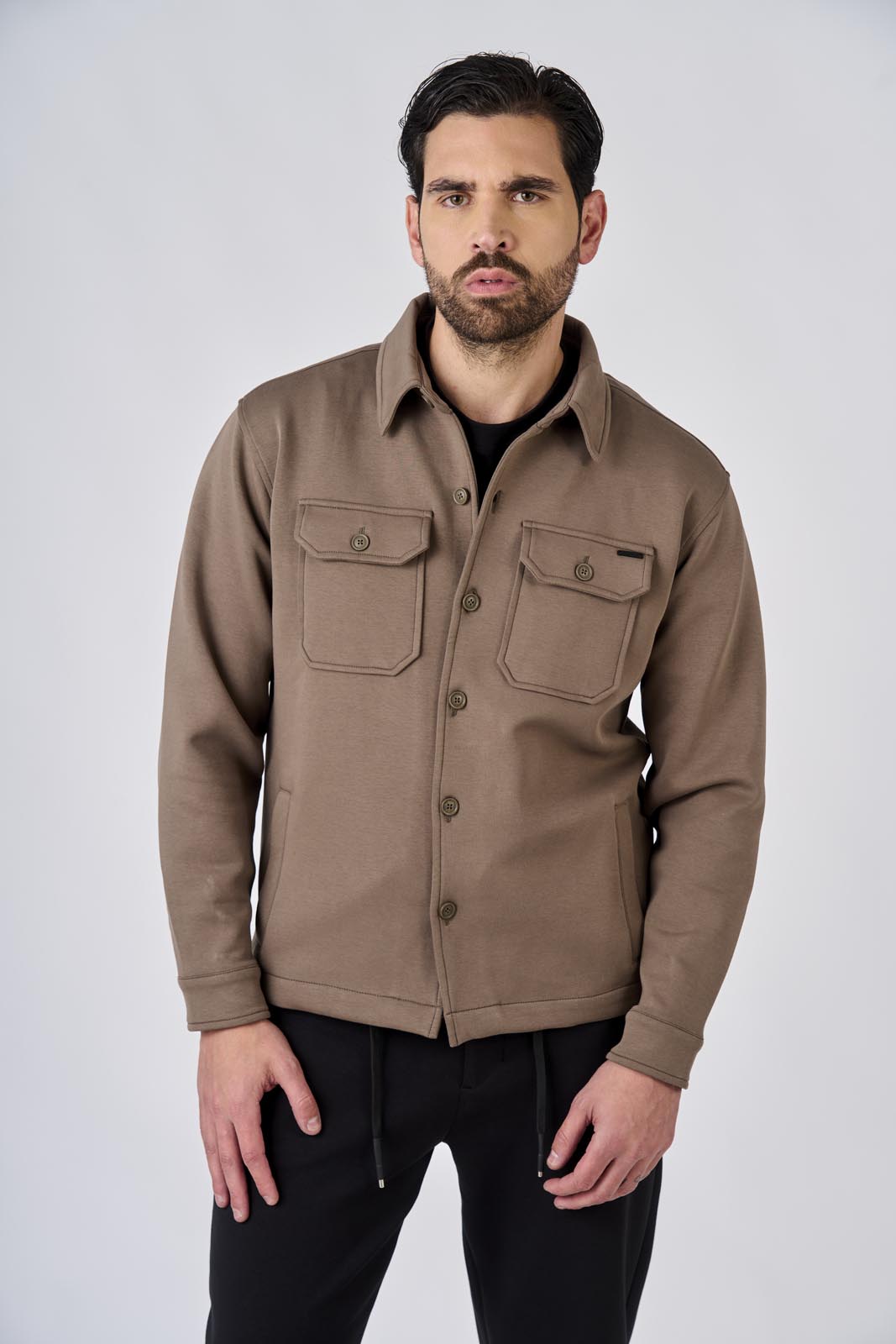 Overshirt in interlock con tasche