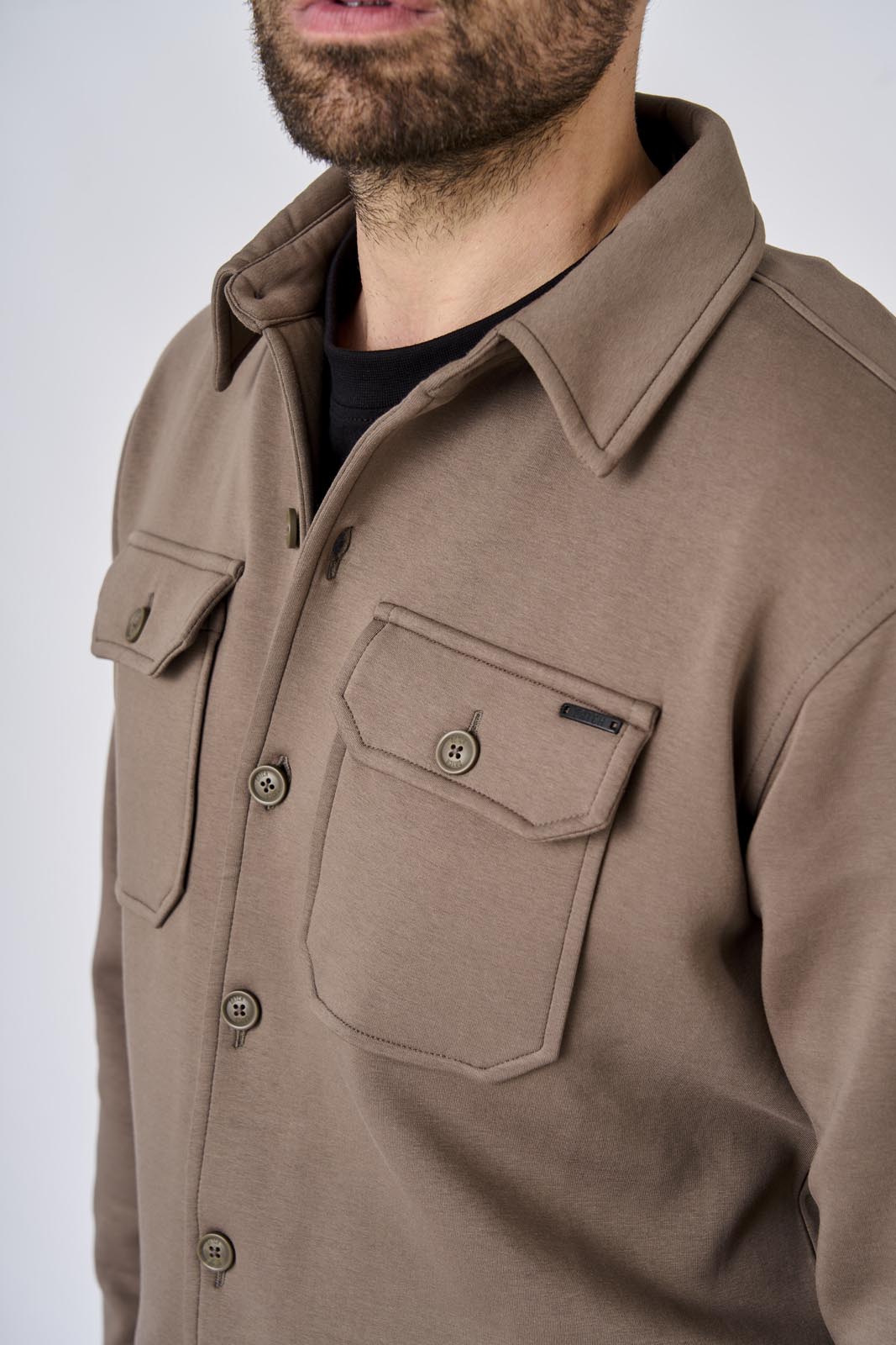 Overshirt in interlock con tasche