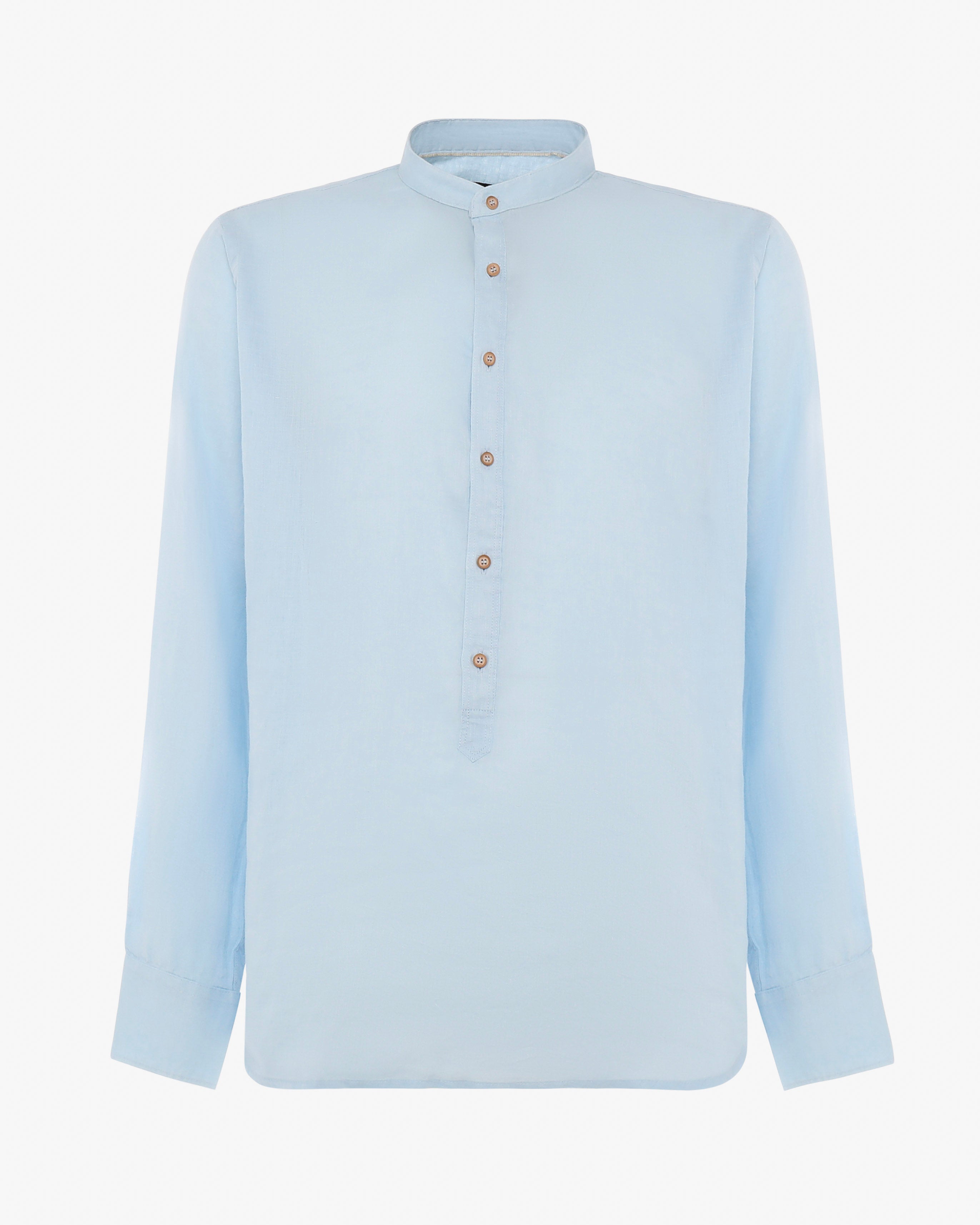 Camicia in lino - Collo serafino