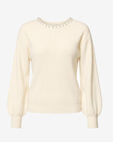 Maglia con strass al girocollo