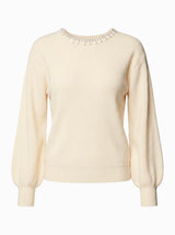 Maglia con strass al girocollo