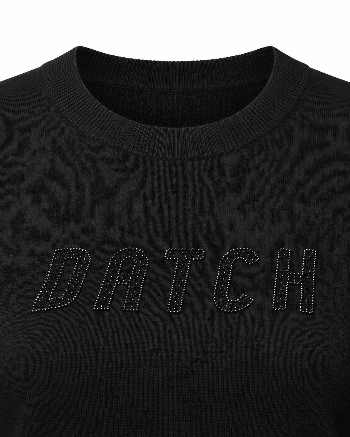 Maglia girocollo con strass e logo