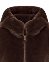 Giubbotto double face con cappuccio in nylon ed ecofur