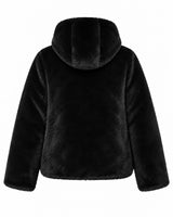 Giubbotto double face con cappuccio in nylon ed ecofur