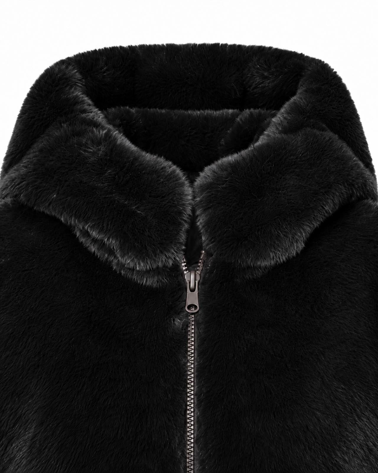 Giubbotto double face con cappuccio in nylon ed ecofur