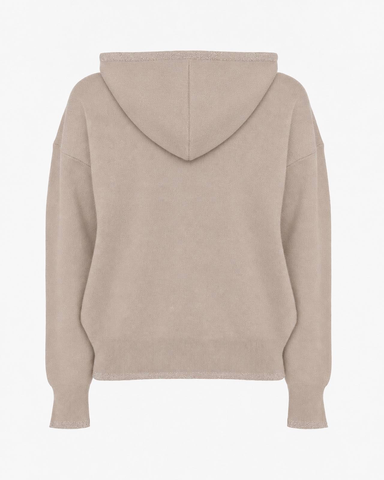 Maglia con cappuccio e bordi lurex