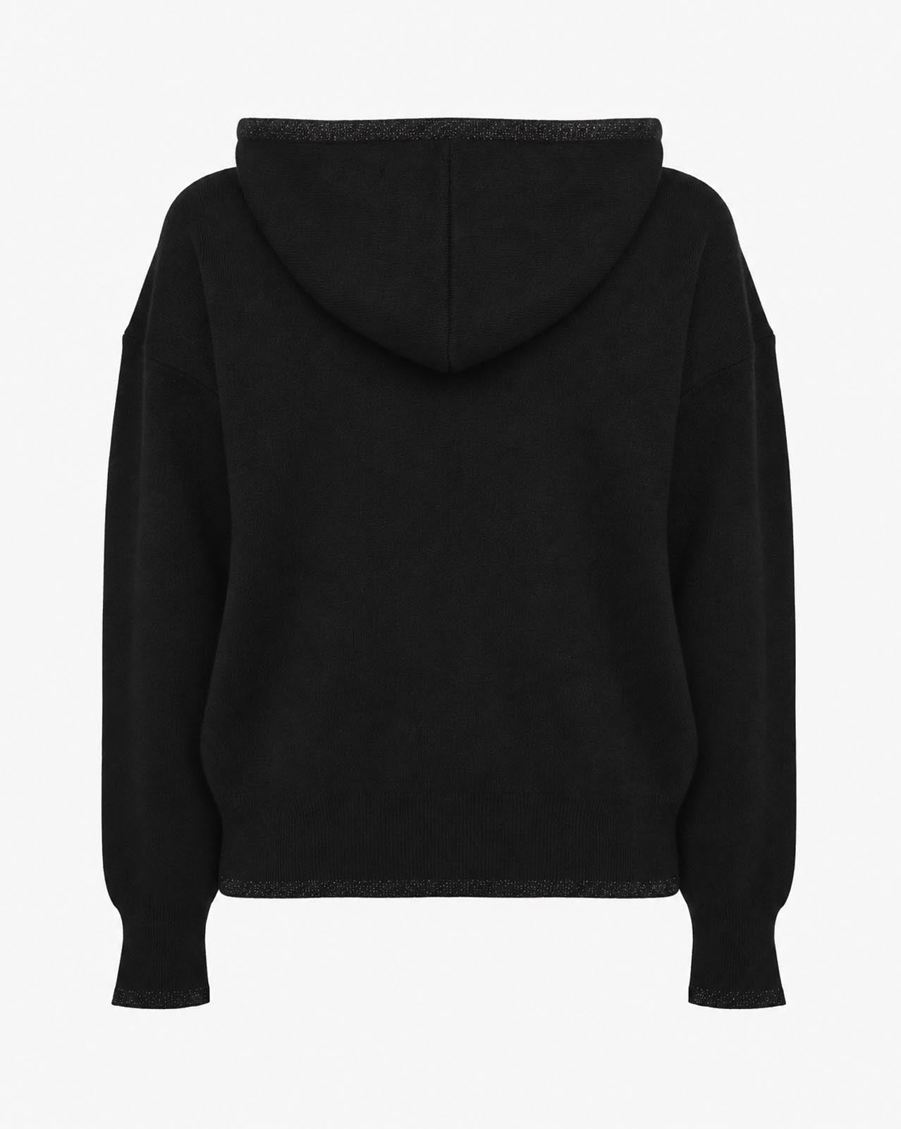 Maglia con cappuccio e bordi lurex