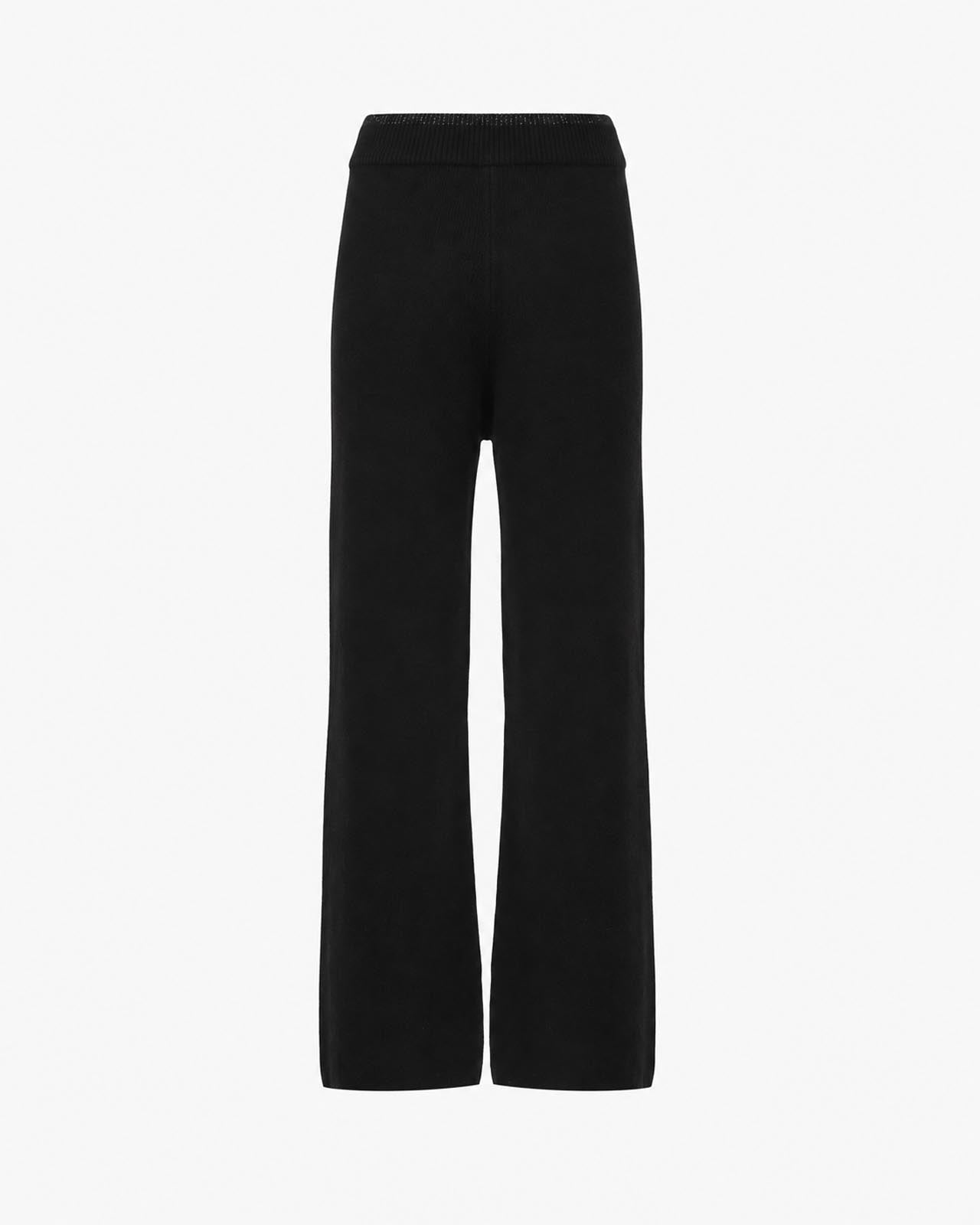 Pantaloni in maglia a zampa con bordi lurex