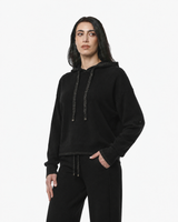 Maglia con cappuccio e bordi lurex