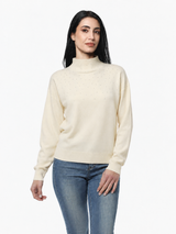 Maglia con collo vulcano e strass