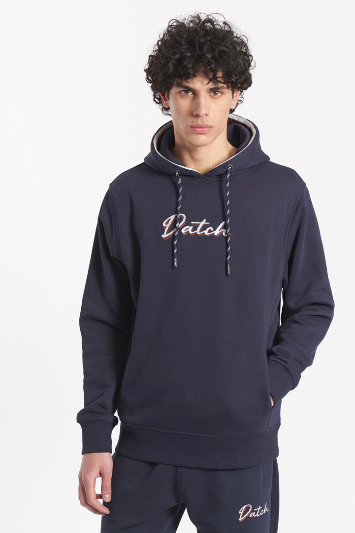 Felpa con cappuccio e logo in corsivo – Datch