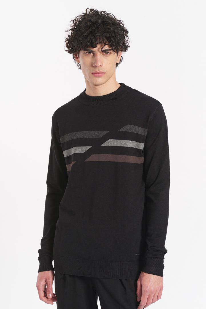 Maglia con lupetto a costine "Colour Block"