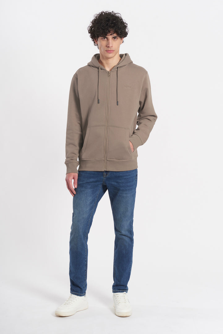 Felpa con zip e micrologo ricamato