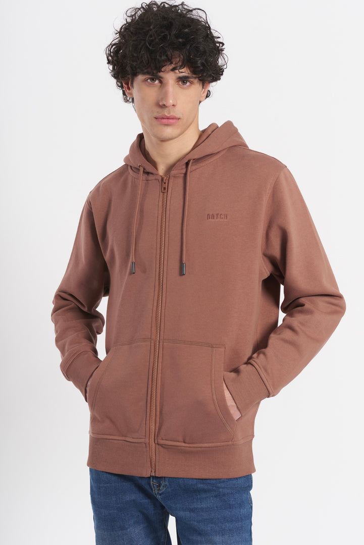 Felpa con zip e micrologo ricamato