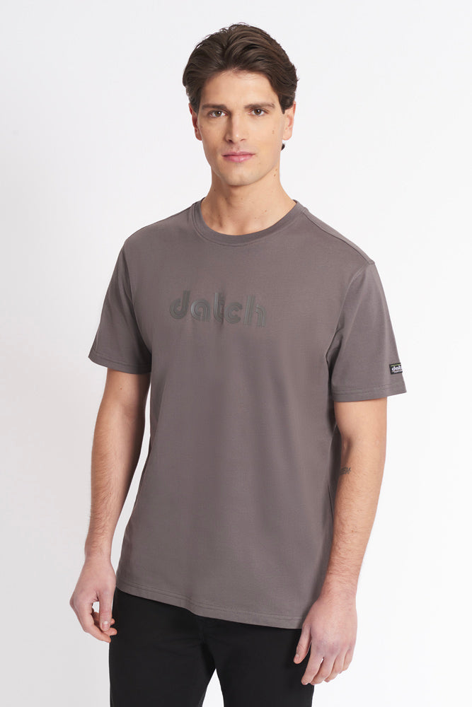 T-shirt con logo centrale tono su tono