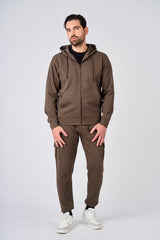 Felpa in piquet con cappuccio e zip