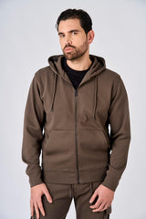 Felpa in piquet con cappuccio e zip