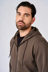 Felpa in piquet con cappuccio e zip