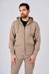 Felpa in piquet con cappuccio e zip