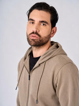 Felpa in piquet con cappuccio e zip