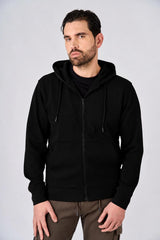 Felpa in piquet con cappuccio e zip