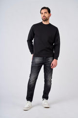 Felpa girocollo in interlock con inserti in nylon