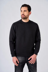 Felpa girocollo in interlock con inserti in nylon