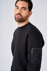 Felpa girocollo in interlock con inserti in nylon