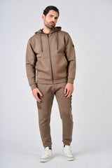 Felpa in interlock con cappuccio e inserti in nylon