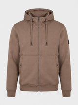 Felpa in interlock con cappuccio e inserti in nylon