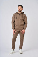 Felpa in interlock con cappuccio e inserti in nylon