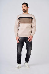 Felpa girocollo in interlock color block