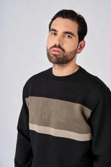 Felpa girocollo in interlock color block