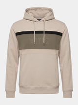 Felpa con cappuccio in interlock color block