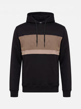 Felpa con cappuccio in interlock color block