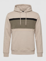 Felpa con cappuccio in interlock color block