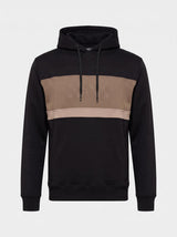 Felpa con cappuccio in interlock color block