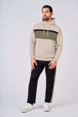 Felpa con cappuccio in interlock color block