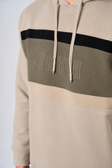 Felpa con cappuccio in interlock color block