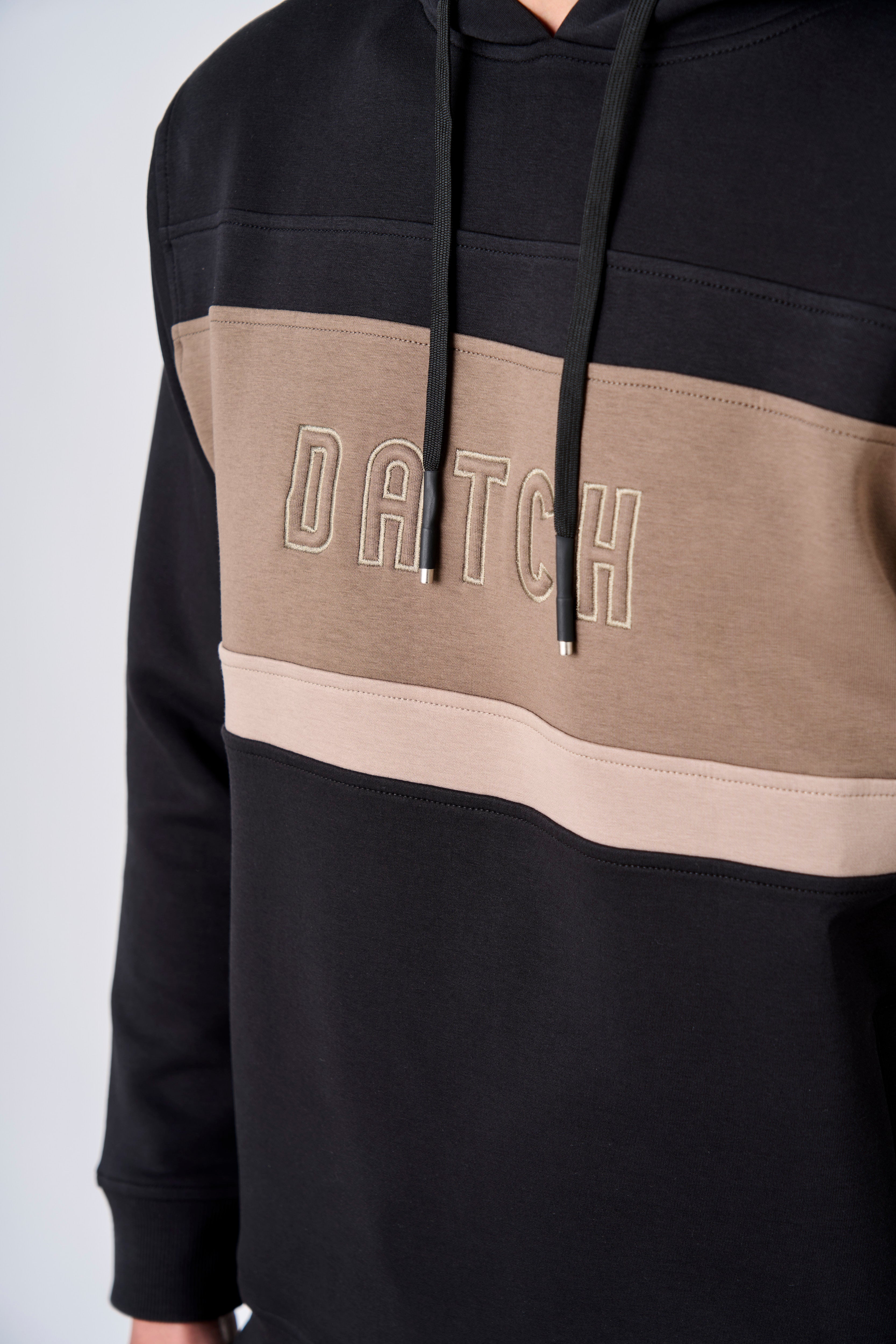 Felpa con cappuccio in interlock color block