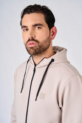 Felpa con cappuccio e zip in interlock