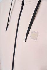 Felpa con cappuccio e zip in interlock