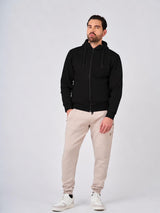 Felpa con cappuccio e zip in interlock