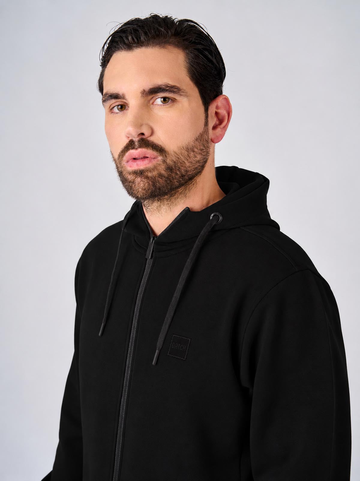 Felpa con cappuccio e zip in interlock