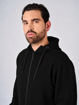 Felpa con cappuccio e zip in interlock