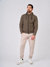 Felpa con cappuccio e zip in interlock