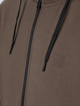 Felpa con cappuccio e zip in interlock