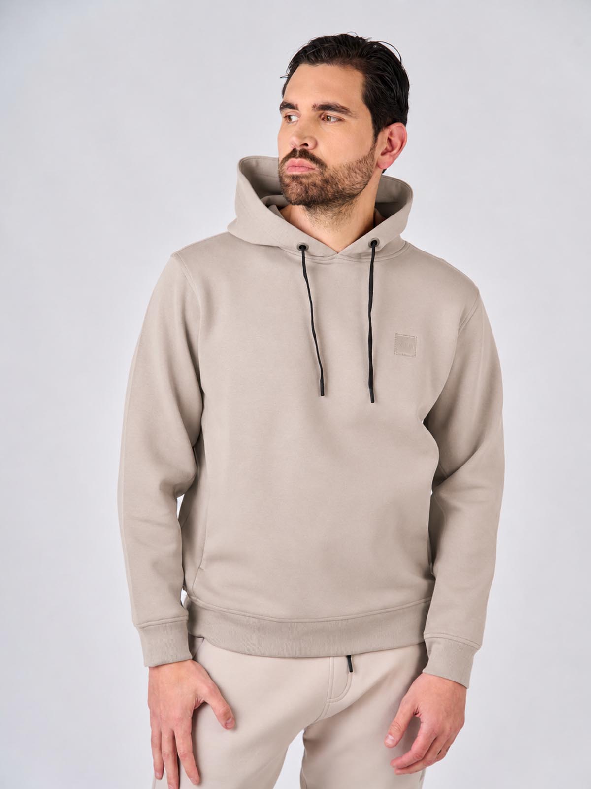 Felpa con cappuccio in interlock con tasche